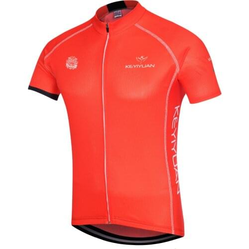 KEYIYUAN Mens Summer Short Sleeve Cycling Jersey 2021 Pro Team MTB Clothing Orange Bike Shirt Mallot Ciclismo Hombre Verano