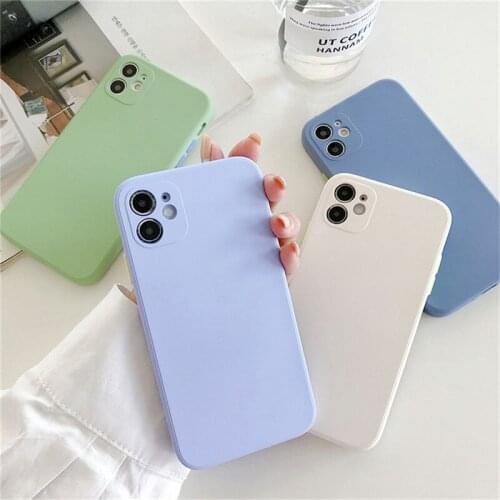 New Luxury Original Square Liquid Silicone Soft Case For iPhone 12 11Pro Max X XR XS Max 7 8 Plus SE 2020 Solid Color Back Cover