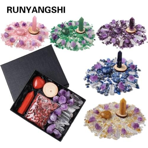 Natural Seven Chakras Therapy Stone Crystal Mineral Mark Healing Gemstone for Childrens gift collection Gifts box