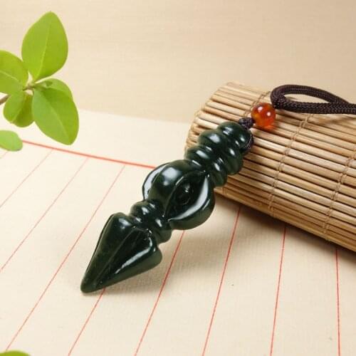 Natural A hetian green jade hollow Hand-Carved jade guanyin jade pendant jade necklace men pendants jewelry