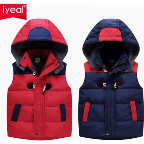 IYEAL Autumn Winter Vest for Boys Hooded Warm Down Cotton Outerwear Kids Waistcoats Jacket Childrens Clothing Boys Coats 3-10Y