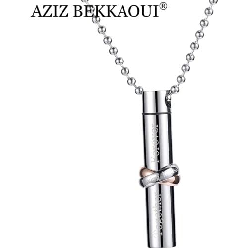 AZIZ BEKKAOUI New Engrave Name Stainless Steel Together Forever Ash Urn Necklace Memorial Keepsake Vial Tube Pendant Necklaces