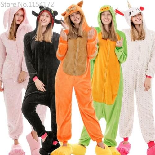 Unicorn Kigurumi Pajama Adults Animal Rabbit Pajamas Licorne Nightie Cat Anime Onesies Women Unicornio Sleepwear Jumpsuit