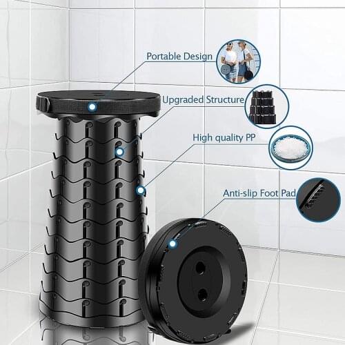 Portable Telescoping Folding Stool, Collapsible Retractable Stool for Outdoors Camping Fishing Hiking Picnic