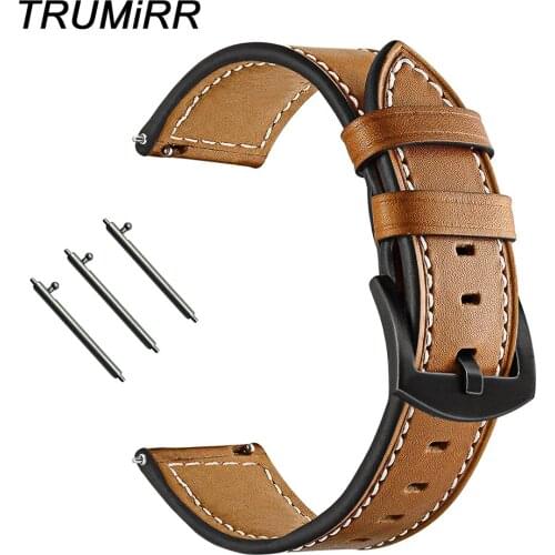 Quick Release Genuine Calf Leather Watchband for Garmin Vivoactive 3 / Vivomove HR / Forerunner 245 / 645 Music Watch Band Strap