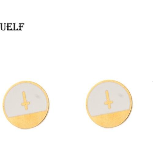 Uelf Stud Earrings Knights Templar Iron Cross Ear Stainless Steel Crucifix Biker Earings