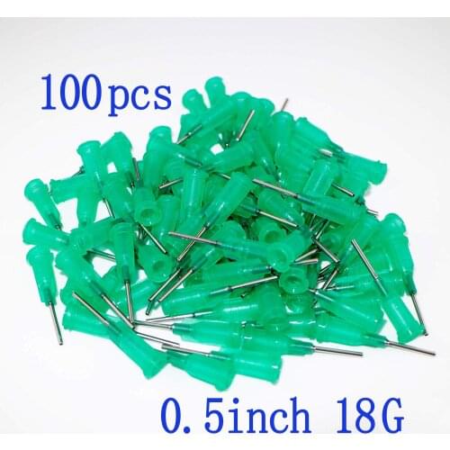 Blunt Tip Dispensing Needles 18Ga Syringe Needles 18Gauge x 0.5" (0.5inch Length) With Luer Lock , pack of 100