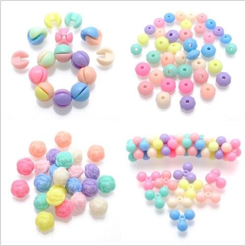 Spring Pastel Colors Fashoin Jewerly Beads Ornament Accessories Flower Round Bicone Balls Shape Loose Acrylic Lucite Beads