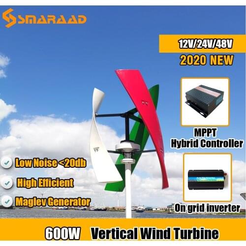 Factory Vertical Axis Windmill 600w 48V Permanent Magnet Wind Turbine Generator With MPPT Controller On Grid Inverter Homeuse
