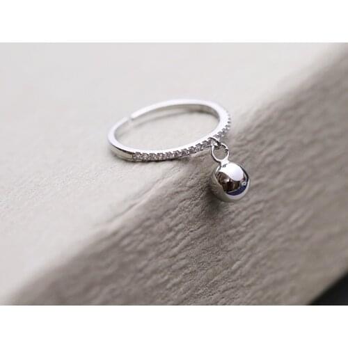 Retro Style 925 Sterling Silver Ball zircon Open Rings For Women fation Jewelry Accessories Free Shipping