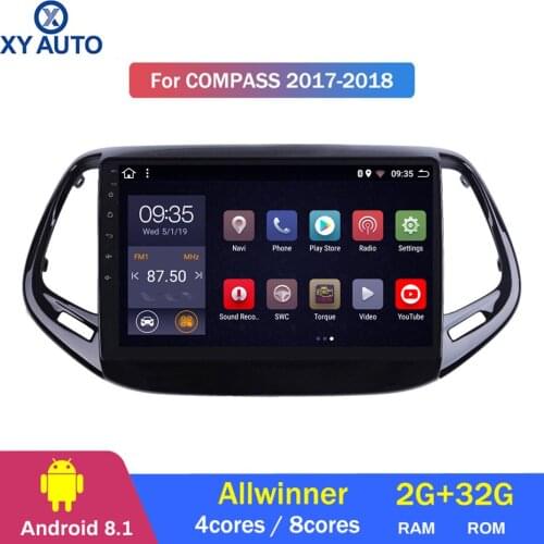 10.1 inch 2.5D IPS HD multi-touch screen Android8.1 2G RAM 32G ROM NAVI for Jeep Compass 2017-2018 with BT USB WIFI SWC