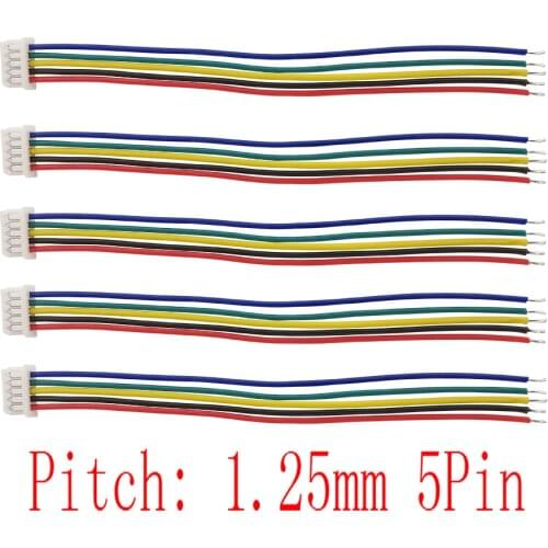 10/20Pcs JST 1.25 mm 5 Pin Female Cable Connector 5 P Pitch 1.25mm Single Head Electronic Wire Connectors 10CM 15CM 20CM 30CM