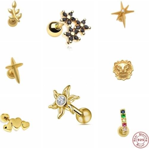 100% Real 925 Sterling Silver Mini Piercing Earring Bling Zircon Puncture Stud Earring For Girl Ladies Woman Pendiente Oorbellen