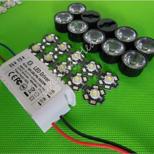 10X 3W Plant Grow Full Spectrum 380-840nm High Power LED + lens + 6-10x3w driver +led len