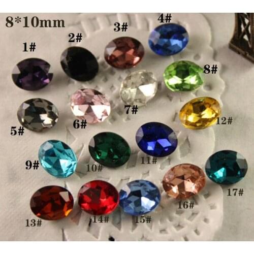 12pcs/lot 8*10mm oval Shape Glass crystal nail Rhinestone Point Backed diy jewelry nail beads Decoration