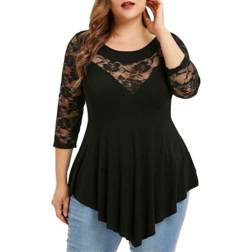 2021 Womens Plus Size Big Yards Tops Femme Elegant Floral Lace T Shirt Women Elastic Tee Shirts Oversize 5xl Xxxxxl