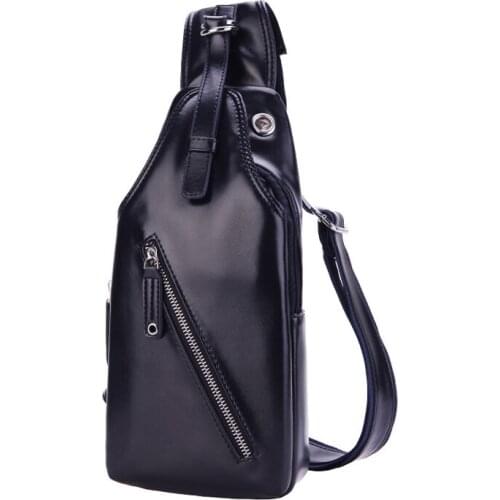 4PCS / LOT USB Charging Chest Bag for Men Small Messenger Bags Male PU Leather Chest Pack Crossbody Shoulder Sling Bag