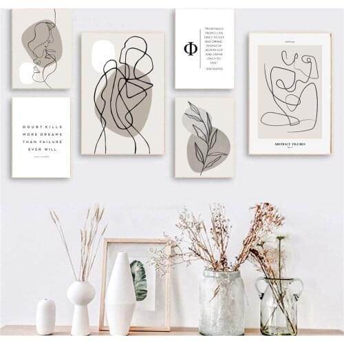 Abstract Lines Body Face Hand Leaf Quotes Wall Art Canvas Painting Nordic Posters And Prints Wall Pictures For Living Room Decor