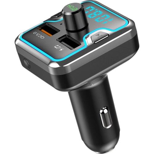 Car Bluetooth FM Transmitter Car Fast Charger Adapter Music Player with Colorful Light