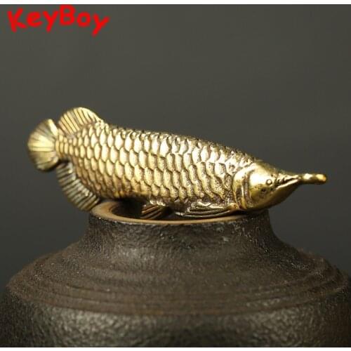 Pure Copper Retro Lucky Fish Pendant Hanging Jewelry Handmade Brass Fish Key Chains Charms Car Keychains Pendants for Necklace