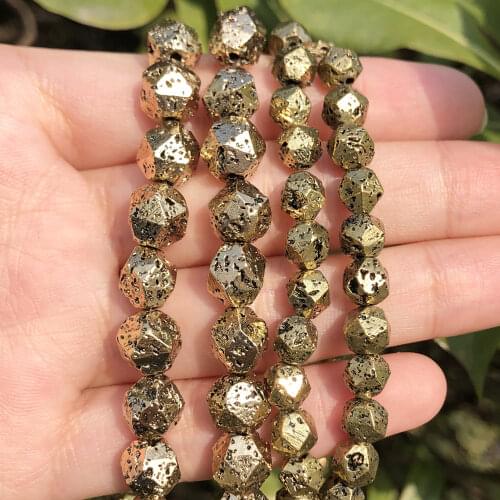 Natural Stone Beads Antique Rock Volcanic Lava Faceted Beads For Jewelry Making DIY Bracelet Earring Accessories 15''6/8/10/12mm