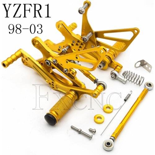 Quick Shifter Motorcycle Footrests For Yamaha YZF R1 YZF-R1 YZFR1 1998-2003 Aluminum Rearset Rear Set Adjustable Foot Peg Pedal
