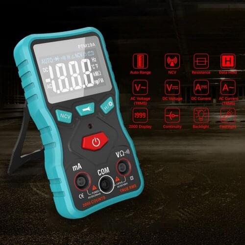 PTM19A 2000 Counts Digital Multimeter DC/AC Voltage Resistance NCV Current Data Hold Flashlight