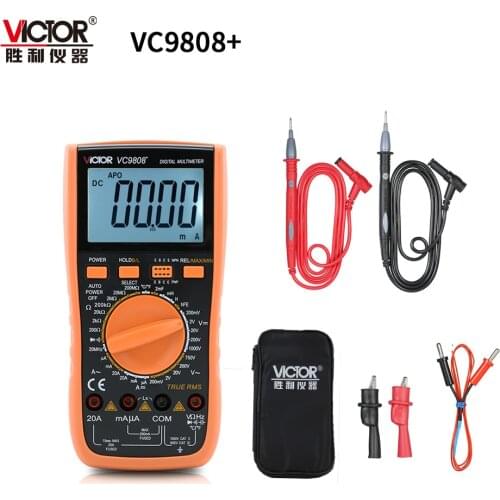 VICTOR VC9806+ VC9808+ 3 1/2 True RMS Digital Multimeter 1000V 20A DC AC Ammeter Voltmeter Inductance Frequency Tester Meter