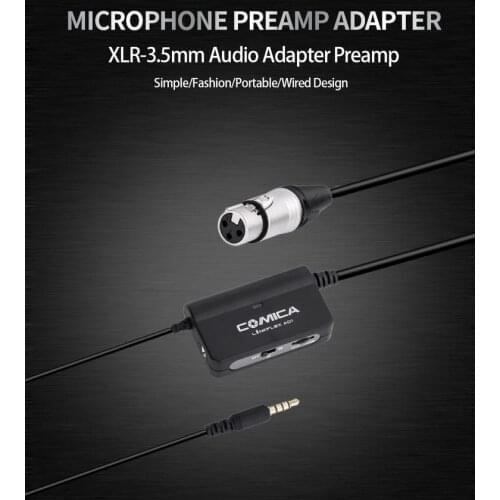 Comica LINKFLEX AD1 Microphone Preamp Adapter XLR to 3.5mm Audio Adapter preamp for DSLR Camera Camcorder and Smartphone