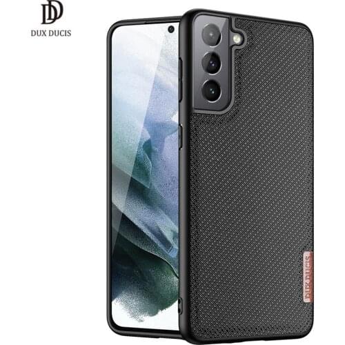 For Samsung Galaxy S21 FE DUX DUCIS Fino Series Woven Fabric Back Case Protecting Case Support Wireless Charging Supper