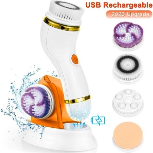 Electric Facial Cleansing Brush Charging With 4 Heads 2 Speed Best For Deep Cleansing, Gentle exfoliation Black Removal Machine