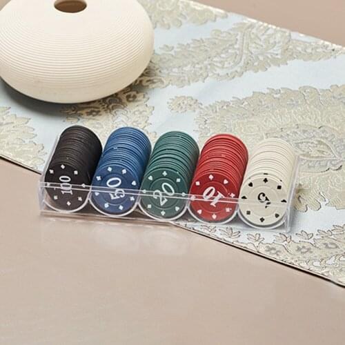 100PCS Poker Chips With Acrylic Transparent Boxed Digital Chips Entertainment Game Tokens Bingo Chips Cards Game Accessories