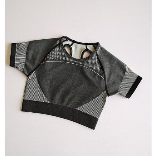 Fitness Women Short Sleeve Black Shirts Seamless Hollow Out Yoga Crop Top Gym Wear Workout Running Female Sportswear