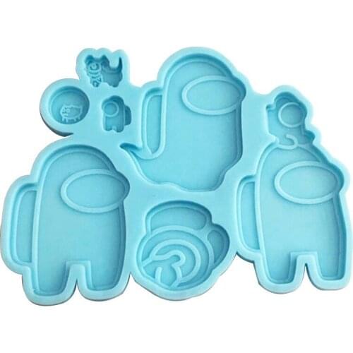 7 In1 Digital Little Spaceman Resin Mold Silicone Pendant Mold for DIY Epoxy Resin AU Characters Keychain Jewelry Making Tools