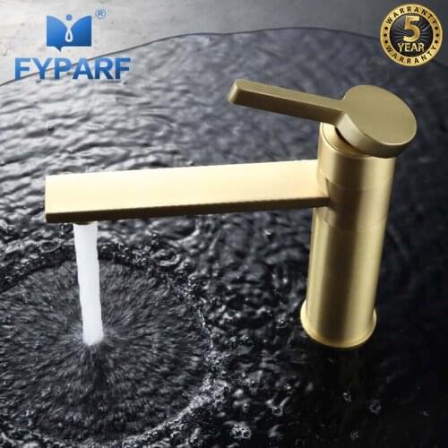 FYPARF Waterfall Tap Vessel Sink Faucet Mixer Water Taps for Bathroom Gold Faucet Brass Basin Faucet Black Bathroom Tap Cold Hot