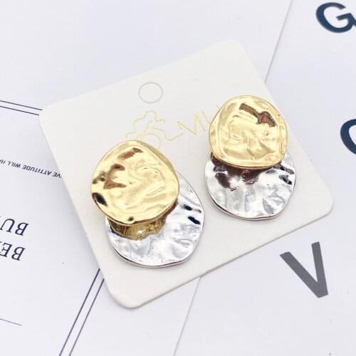 Geometric Irregular Disc Folds Stud Earrings for Women Fashion Gold Silver Color Metal Earrings for Girl Gift Party Jewelry Gift