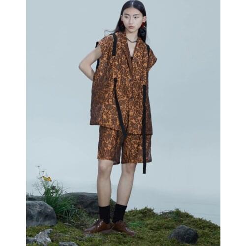 IRINACH389 Spring Summer 2021 Original Design New Arrivals Vintage Jacquard Shorts Vest Set Women