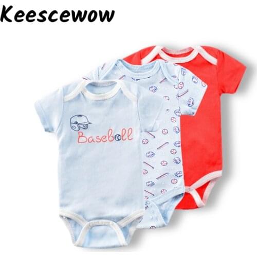 Keescewow Pure Cotton Newborn Baby Clothes Safety Fabric Short Sleeve Bodysuit for Baby(3 Pieces/ Set)