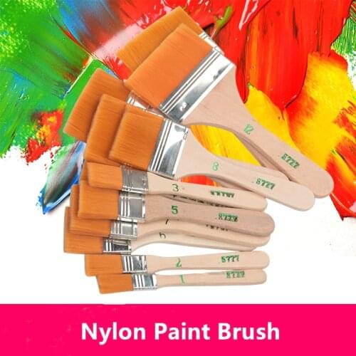 High Quality Nylon Paint Brush Different Size Wooden Handle Watercolor Brushes For Acrylic Oil Painting School Art Supplies