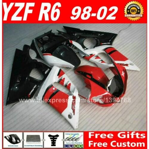 Hot selling Fairings kit for 1998 - 2002 YAMAHA YZF R6 red black plastic parts 1999 2000 2001 98 - 02 fairing kits XRX2