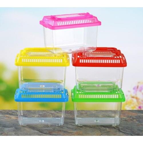 Little Pet Rabbit House Mini Clear Hamster Cage Cute Transparent Plastic Goldfish Turtle Bowl With Portable Handle Many Colors