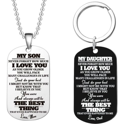 To My Son Daughter Necklaces Dog Tag Pendant Family Military Stainless Steel Necklace I Want You To Believe Love Dad Mom Jewelry