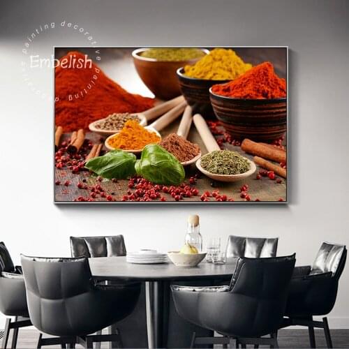 Grains Spices Spoon Peppers Kitchen Canvas Painting Cuadros Posters and Prints Restaurant Wall Art Food Pictures Living Room