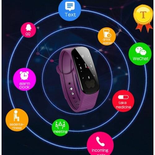 Newest smart band wristband heart rate monitoring color screen message remider alarm clock smart bracelet for Android IOS phones