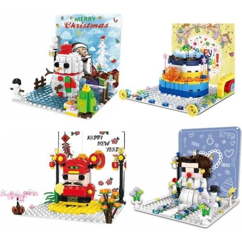 2019 New Christmas Sets Compatible Girls Friends Building Blocks Festival Card Bridge Birthday Cake Snowman Bricks Gifts
