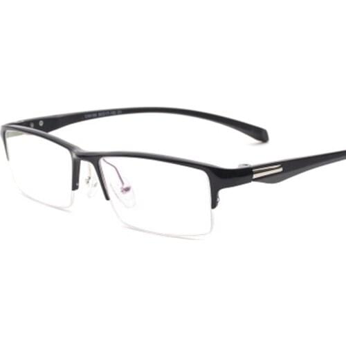 OEYEYEO New Aluminum Alloy Business Half Frame Spectacle Frame Mens Simple Fashionable Comfortable Optical Frame TR90 Legs 6185