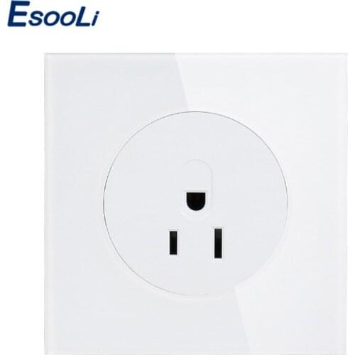 Esooli 2019 New Arrival Crystal Glass Panel 13A US Standard Wall Power Socket Outlet Grounded With Child Protective Lock