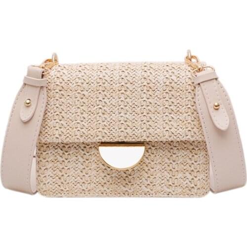 Hand Woven Handbag Square Bag Buckle Rattan Straw Bags Satchel Wind Bohemia Beach Wicker Bag Shoulder Bag