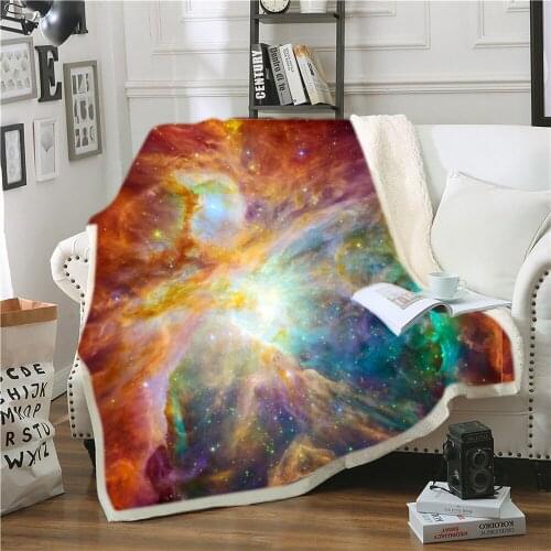 Fantasy Starry Sky Pattern Printing 3D Printed Plush Throw Blanket Bedspread Sherpa Blanket Couch Travel Bedding Nap Blanket