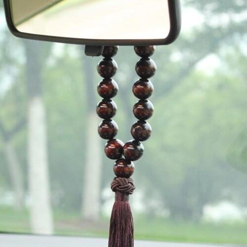 Car Pendant Wood Buddha Beads Car Rearview Mirror Hanging Pendant Interior Decor Ornament Car Rearview Mirror Decoration Access